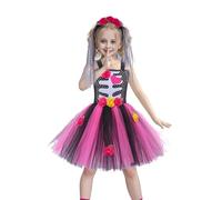 Générique Halloween Déguisements pour Enfants,Costume d'habillage d'halloween DéContracté Robe Midi Costume de Princesse Fille Deguisement Carnaval Squelette Cosplay