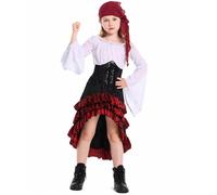 Générique Halloween Déguisements pour Enfants Costume d'habillage d'halloween Family Fantaisie Sorcière Enfant Ensemble Robe avec sanglante Fêtes, Anniversaires, 2-10 Ans