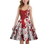 Générique Halloween Déguisements pour Enfants,Costume d'habillage d'halloween Robe Victorien Costume de Princesse Fille Vampire avec sanglante Fêtes, Anniversaires, 2-10 Ans