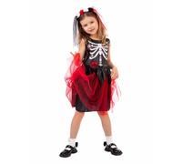 Générique Halloween Déguisements pour Enfants,Medievale Cocktail Rockabilly Dresses DéContracté Robe Midi Costume Sorcière Enfant de Vampire Deguisement Fille Squelette Soirée Fête