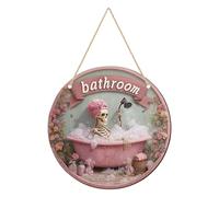 Générique Halloween Door Sign, Bathroom Skeleton Plate, Gothic Hanging Decoration with 7.87x7.87 inches, Indoor Porch Wall for Haunted House, Bedroom, Mantel, Scary Party, Entryway, Festival Vibe