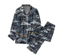 Générique Halloween Ensemble Pyjama Femme Imprimé Citrouille Fantôme Pyjama Hiver Manches Longues Chaud Décontracté Deux Pièces Pantalon De Pyjamas Long Vêtements De Nuit 2 Pièces Tenues De Vacances