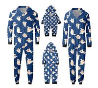 Générique Halloween Famille Pyjamas Ensemble pyjama siamois assorti pour parents et enfants imprimés de d combinaison à capuche fermeture éclair vêtements détente(Homme,#066,XL)