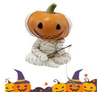 Générique Halloween Figures, Mummy Pumpkin Figurine, Gothic Fisherman Statue, Spooky Theme, Handcrafted Detail, Lightweight Resin, Eye-Catching Decor, Seasonal Charm, Perfect for Party, Home, Garden