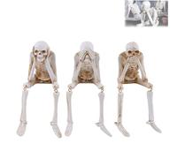 Générique Halloween Fireplace Simulation Skull Combination, Horror Skeleton Statues Resin Decor, See Speak Hear No Evil Skeleton Statues- for Home House Halloweens Party (3PCS)