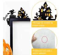 Générique Halloween Front Door - 25.7x12.5cm- Halloween Decorations | Wood 2-Piece Pumpkin Graveyard Witch Castle Set Spider Web Corner | Door Topper decor- Ghost Festival Home Window