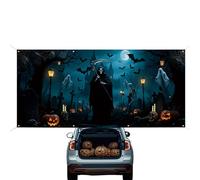Générique Halloween Garage Door Cover, Halloween Doors Mural, 157x72 inches Lightweigh and Easy Installation, Outdoor Backdrop for Yard Patio Garden Home Holiday Party Decoration, Polyester, Black