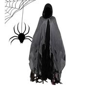 Générique Halloween Ghost Costume Cape For Adults | Fabric, 155cm Length, 185cm With Hat | Witch Cloak For Haunted House & Horror Party | Scary Robe Costume F́or Men & Women
