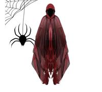 Générique Halloween Ghost Costume Cape for Adults | Fabric, 155cm Length, 185cm with Hat | Witch Cloak for Haunted House & Horror Party | Scary Robe Costume F́Or Men & Women