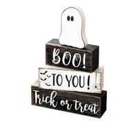 Générique Halloween Ghost Decor, Rustic Block Sign, 5.91x1.38x8.66 inches, Blends Seamlessly Spooky Tiered Tray Display, Holiday Ornament for Fireplace, Tabletop, Farmhouse and Shelf
