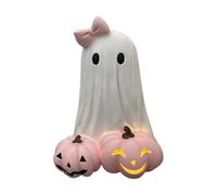 Générique Halloween Ghost Figurine, Ghost Girl with Pink Bow, Resin Spooky Decoration for Desk Shelf Cabinet Bookshelf Bedroom Living Room Bedside Terrace Table Centerpiece Halloween Decor
