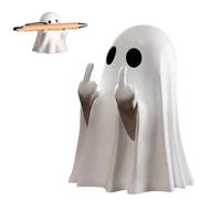 Générique Halloween Ghost Figurine, Rude Ghost Ornaments, Middle Finger Ghos, 2025 New Spooky & Cute Resin Ghost Statue, Funny Ghost Ornaments, Indoor Home Office Desk Decor (White,1pcs)