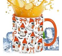 Générique Halloween Ghost Mug - 350ml Cute Halloween Mug, Ghost Shaped Ceramic Mugg, Ceramic Drinking Mugs For Hallowen Party | Ergonomic Handle Drinkware Mugs For Milk Hot Cold Ice Water Juice Tea