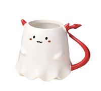 Générique Halloween Ghost Mug, Ceramic Tea Cup, 500ml Large Capacity, Heat-Resistant Ceramic Build with Spooky Design, Ideal for Coffee, Ice Water, Juice, Traveling and Kitchen Use, White Color