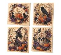 Générique Halloween Ghost Pearl 3D Diamond Art DIY Kit for Beginner Adults | Pearl Painting Kits,Spooky Cute Ghost Pumpkin Canvas Art, Fall Home Decor Wall Art, Beginner DIY Seasonal Party Gift(4 PCS)