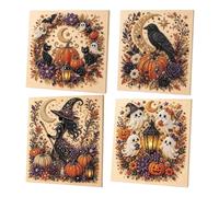 Générique Halloween Ghost Pearl 3D Diamond Art DIY Kit for Beginner Adults | Pearl Painting Kits,Spooky Cute Ghost Pumpkin Canvas Art, Fall Home Decor Wall Art, Beginner DIY Seasonal Party Gift(4 PCS B)
