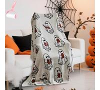 Générique Halloween Ghost Reading Book Blanket, Cute Fall Decorate Blanket Gifts for Spooky Season, Lightweight Cozy Soft Blankets for Homes Office