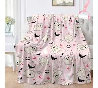 Générique Halloween Ghost Reading Book Blanket, Cute Fall Decorate Blanket Gifts for Spooky Season, Lightweight Cozy Soft Blankets for Homes Office