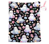 Générique Halloween Ghost Reading Book Blanket, Cute Fall Decorate Blanket Gifts for Spooky Season, Lightweight Cozy Soft Blankets for Homes Office