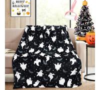 Générique Halloween Ghost Reading Book Blanket, Cute Fall Decorate Blanket Gifts for Spooky Season, Lightweight Cozy Soft Blankets for Homes Office