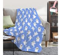 Générique Halloween Ghost Reading Book Blanket, Cute Fall Decorate Blanket Gifts for Spooky Season, Lightweight Cozy Soft Blankets for Homes Office