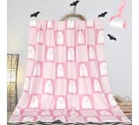 Générique Halloween Ghost Reading Book Blanket, Cute Fall Decorate Blanket Gifts for Spooky Season, Lightweight Cozy Soft Blankets for Homes Office
