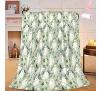 Générique Halloween Ghost Reading Book Blanket, Cute Fall Decorate Blanket Gifts for Spooky Season, Lightweight Cozy Soft Blankets for Homes Office