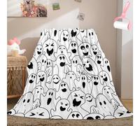 Générique Halloween Ghost Reading Book Blanket, Cute Fall Decorate Blanket Gifts for Spooky Season, Lightweight Cozy Soft Blankets for Homes Office