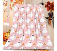 Générique Halloween Ghost Reading Book Blanket, Cute Fall Decorate Blanket Gifts for Spooky Season, Lightweight Cozy Soft Blankets for Homes Office