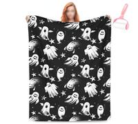 Générique Halloween Ghost Reading Book Blanket, Cute Fall Decorate Blanket Gifts for Spooky Season, Lightweight Cozy Soft Blankets for Homes Office