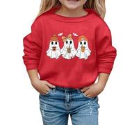 Générique Halloween Gommages pour Filles Sweats à Capuche et Filles, Tout-Petits Enfants, Pulls décontractés Doux avec Un Joli imprimé, Le Quotidien Les activités Tee Shirts Drôles(Rouge,3 Ans)