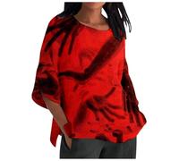 Générique Halloween Haut Mousseline Noir T-Shirt Ample imprimé pour Femmes Petit en(Vin,XXL)