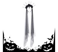 Générique Halloween Headband - Vintage Black Rose, Crowns Head Piece With Veil, Day Of The Dead Flower Headpiece Halloween Costume Accessories Cosplay Carnivals Masquerade Balls Party