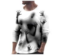 Générique Halloween Hommes Hauts Et Chemisiers Sexy T-Shirt à Manches Longues col Rond pour Homme, Tenue décontractée, la Mode, célébration d Halloween, avec Le thème de Citrouille,(Light Gris,XXL)