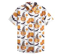 Générique Halloween Hommes Merdes Chemise à Manches Courtes pour Homme, Motif Halloween, décontractée, Impression 3D, Style hawaïen, Ample, T-Shirts avec(Jaune,XXL)