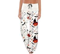 Générique Halloween Jean Noir Compatible with Moto Pantalons décontractés pour Femmes Toutes Les Occasions à imprimé Confortables et élégants Un Usage Quotidien Leggings Fesse(Blanc,M)