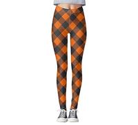Générique Halloween Jean Taille Haute Bleu Femmes Imprimer Collants Leggings Contrôle Yoga Sport pour Cher(Orange,S)