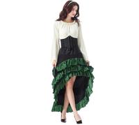 Générique Halloween Jouet De Masse Médiévale Jupe Longue à Volants, Devant Court et Dos Long, Style littéraire d Halloween. cintrée pour Costume médiéval. Accessoires Cosplay Mandalorien(Vert,M)