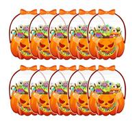 Générique Halloween Kürbis Beutel | 10 Stück Wiederverschließbare Süßigkeiten Tüten Mit Griffen | Saisonale Deko Für Herbst Leckereien Süßes Oder Saures | Halloween Event Schule Geschenkbeutel