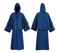 Générique Halloween La Lumière Vieillit L étonnante Histoire De Science Médiévale Cape à Capuche Couleur Unie pour médiéval Unisexe Déguisement Cosplay Bokuto(Bleu,S)