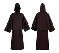 Générique Halloween La Lumière Vieillit L étonnante Histoire De Science Médiévale Cape à Capuche Couleur Unie pour médiéval Unisexe Déguisement Cosplay Bokuto(Brun,S)