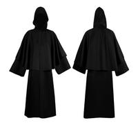 Générique Halloween La Lumière Vieillit L étonnante Histoire De Science Médiévale Cape à Capuche Couleur Unie pour médiéval Unisexe Déguisement Cosplay Bokuto(Le Noir,XL)