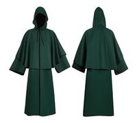 Générique Halloween La Lumière Vieillit L étonnante Histoire De Science Médiévale Cape à Capuche Couleur Unie pour médiéval Unisexe Déguisement Cosplay Bokuto(Vert,S)