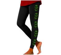 Générique Halloween Leggings Polaire Pantalon Moulant imprimé pour Femmes, d Exercice de Fitness, Levage des Hanches, Yoga Short Simili Cuir Noir(Vert,XXL)
