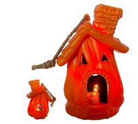 Générique Halloween Light, Lighted Spooky Village House, 8x6.5x11cm/3.15x2.56x4.33 inches Pumpkin Gothic Ornament Lamp for Home Party Hallway Holiday Bedroom Lawn Interior Decoration 40g PP