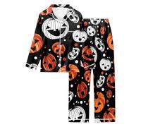 Générique Halloween Lingerie sans Entrejambe Noire pour Femmes Ensemble imprimé | Pyjamas Confortables Les fêtes Body Transparent(Jaune,L)