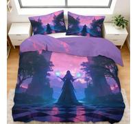 Générique Halloween Magie Château Housse de Couette - Parure de Lit 3 Pièces 100% Microfibre - Housse de Couette Imprimée 3D avec Fermeture Éclair - Linge de Lit Doux & Respirant, Rose, 200 x 200 cm
