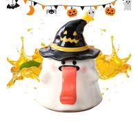 Générique Halloween Mug, Beer Cup, Ghost Cup, Ceramic with Lid, High Temperature Fired, Halloween Party or Movie Night, 3.46x2.76 Inches Violet Black Orange 1 Piece 450ml