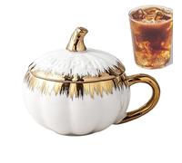 Générique Halloween Mug - Pumpkin Shaped Mug With Lid, Pumpkin Latte Mugs, Cute Ceramic Cup, Pumpkins Halloween Mugs, Gothic Halloweens Mugg | Coffee Mugg Fall Autumn Soup Bowl For Home Drinking