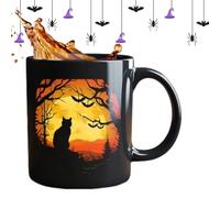 Générique Halloween Mysterious Black Cat Mug - Ceramic Novelty Coffee Cup | Tasse mignonne et festive pour le jus de bière au lait et toutes les boissons | Cat tasses - pour le travail adultes amis